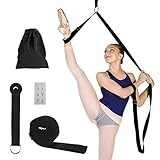 MaoXinTek Yoga-Gurt Beinstrecker Stretch-Band, Stretching Fitnessbänder Equipment für Tanzen, Ballett & Gymnastik Beinspreizer Training, Langer Baumwolle Schlingentrainer mit Türanker, Schwarz