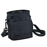 HANWELL Futterbeutel für Hunde Leckerlies, Hundeleckerlitasche mit Poop Spender-Verstellbarer Taillen/Schulterriemen, Mehrfachtaschen für Tragende Hunde Kibble und Spielzeug (Schwarz, Fußballmuster)