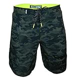 ROCK-IT Apparel Boardshort für Herren im Camouflage Look I extra dünner Stoff, schnelltrocknend, ohne Innenhose I Perfekt zum surfen, Strand, Pool oder Freibad Camo Grün L