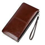 Geldbörse für Damen, groß, Handgelenk, Handy, Geldbörse, Mädchen, Damen, niedlich, lang, schlank, Clutch für den Alltag, Geldbörse, Damen-Armband, Handy (Braun, Einheitsgröße)