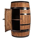 CREATIVE COOPER Weinfass Stehtisch mit Tür - Alkoholschrank Flaschenregal Holz Regale - Holzfass - Fassmöbel - Wine Rack - Wineregal - Weinbar - Fass bar mit Tür - Fassbar minibar 80Cm High (Wenge)