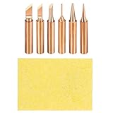 QUARKZMAN 1 Set 900M Lötspitzen Kupfer Nichtmagnetische Lötspitzen Mit Reinigungsschwamm Ersatz Für Lötstation Spitzen (I+B+K+S.K+1C+3C)