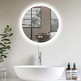 PetHot Spiegel Mit Beleuchtung, 50cm Rund Badspiegel Mit Touch-Schalter Beschlagfrei, 3 Lichtfarben Dimmbar, 3500K-6500K Badezimmerspiegel Mit Beleuchtung, Spiegel Bad