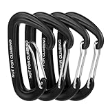 4 Stück Karabinerhaken Groß, 8KN 800kg, Karabiner Haken Schwarz Aluminiumkarabinerhaken, Nicht zum Klettern