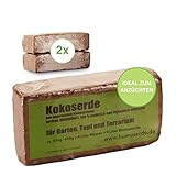 Humuserde I Kokoserde für Pflanzen 2 x 650g I Erde aus Kokosfasern I 100% natürlich & biologisch abbaubar I nährstoffarme Anzuchterde torffrei & ungedüngt für Hochbeete & Terrarien