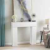 FCSQIU Kaminumrandung Deko, Weiß Kaminkonsole mit Stauraum Kaminschrank dreitüriger Holz, kaminsims mit Geheimfach, Kaminattrappe Schrank Kaminrahmen für Wohnzimmer,Schlafzimmer