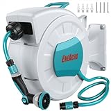 ENEACRO Garten Schlauchbox Wandmontage 20m mit Aufroll-Automatik, 180° Schwenkbar, 10 Funktions Sprühdüse, Flexible Bewässerung für große Gärten