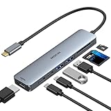 USB C Hub, USB C Multiport Adapter für MacBook Pro/Air, 7 in 1 MacBook Adapter USB C auf HDMI Hub, 2USB 3.0, PD,SD/microSD,Type C Daten für iPad, Lenovo und mehr Type-C Geräte