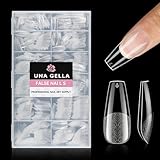 UNA GELLA Ballerina Tips für Gelnägel, 216 Stück 12 Größen Soft Gel Press on Nail Tips Full Cover Fake Nägel Set für Nagelverlängerung Halb Matt DIY Art Home