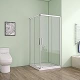 90 x 80 x 185 cm Duschkabine Schiebetür Eckeinstieg Duschabtrennung Duschwand aus 5mm ESG Sicherheitsglas Klarglas ohne Duschtasse