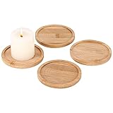umorismo 4 Stücke Kerzenteller Holzplatte Holz Kerzenteller für kerzenhalter Runde Untersetzer für Kerzen, D 7.8 cm Kerzen Dekoteller für Kerzen Kerzenständer für Hochzeit Haus Dekotablett