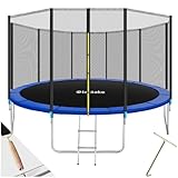 tectake® TÜV geprüftes Gartentrampolin Kinder Trampolin mit Sicherheitsnetz, als Outdoor Spielzeug, Sport Trampolin oder Spielzeug für draußen, Spielplatz für Garten - Ø 427 cm