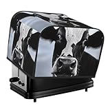 Vier-Scheiben-Toaster-Abdeckung mit lustigem Kuhkopf, schwarz-weiß, bedruckt, Küche, kleine Geräte, Fingerabdruckschutz