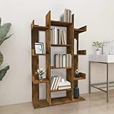 Holamys Bücherregal Räuchereiche 86x25,5x140 cm, Holzwerkstoff Standregal mit offenen Fächern, vielseitiger Cube Storage Organizer für Wohnzimmer, Büro und Schlafzimmer