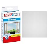 tesa Insect Stop Standard Fliegengitter für Fenster - Insektenschutz zuschneidbar - Mückenschutz ohne Bohren - 1 x Fliegen Netz anthrazit - 100 cm x 100 cm