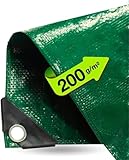 3x3 m Plane & Schutzplane grün - Gartenplane & Allzweckplane wasserdicht - 200 g/m² grün, Abdeckplane mit Ösen für Zeltunterlage - Gewebeplane - Zeltplane & Camping - Bauplane