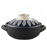 Japanischer Stein-Reistopf mit Deckel – Erdkeramik-Kasserolle für gesundes Kochen – ungiftiger Suppen- und Hot-Pot-Kocher – langlebiges Küchenzubehör