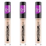 Catrice Liquid Camouflage High Coverage Concealer (3x5ml), flüssig Make-up Abdeckstift, Make Up, wasserfest, 12h Deckkraft, Nr. 001 Fair Ivory