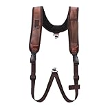 Tourbon Gewehrgurt aus PU-Leder und Leder, verstellbar, Jagd-Hosenträger mit Drehgelenk
