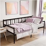 Dreamzie Tagesbett 90x200 cm mit Höhe von 35 cm - Bettsofa 1 Platz mit Lattenrost für Matratzen 90x200 cm - Bett Bed Frame aus Schwarzem Metall