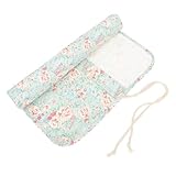 jojofuny Tragbares Federmäppchen Canvas Stifterolle mit 22 Fächern Waschbar und Abwaschbar Großer Pinsel und Buntstift Organizer für Künstler Rosa Zeichen und Skizzenetui Unterwegs