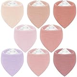 Yukkidds Lätzchen Baby 8 Stück Dreieckstuch Musselin Halstuch baby Saugfähig 100% Baumwolle Sabberlätzchen Verstellbare für Junge und Mädchen (Lila&Pink)