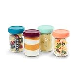 Babymoov Babybols aus Glas Behälter für Babynahrung - zum Aufbewahren und Einfrieren von Babybrei, 4 Gläschen mit 220ml Fassungsvermögen
