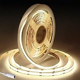 JBdusn 12V COB LED Streifen 4000K, 5m Flexibel Hohe Dichte 8mm Breite LED Strip 480LEDs/m Schneidbar LED Licht Band Selbstklebend fürSchlafzimmer Küche DIY Beleuchtungsprojekt(Ohne Netzteil)