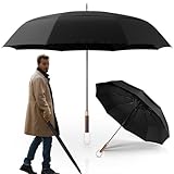 LOGAN & BARNES Stockschirm sturmfest [Ø120 cm] mit hochwertigem Echtholzgriff - XXL Regenschirm für 2 Personen - Regenschirm Groß - Modell CHICAGO