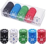 UptVin 100PCS Pokerkoffer Deluxe Pokerset Casino Tokens Acryl Poker Lernen Poker Chips Set Mit Box für Counting Marker Poker Chips Roulette Casino Chips Pokerset Pokerchips Keramik