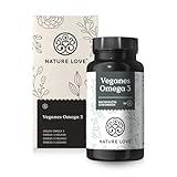 NATURE LOVE® Omega 3 vegan - hochdosiert mit 1.444 mg Algenöl pro Tagesdosis - 90 Kapseln - Markenrohstoff life's®Omega - nachhaltig, laborgeprüft, produziert in Deutschland