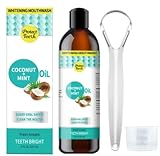 Comioke Aufhellendes Öl Mundspülung,Mundziehöl Pfefferminzöl Mundspülung Natural Teeth Whitening Mouthwash 237ml