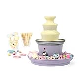 Petra PT3428PPVDEEU7 Schokoladenbrunnen 3 Etagen - Kaskadendesign, einfache Reinigung, Dip & Share Schokofontäne, umfasst 2 Obst/Snacks Tabletts & 100 Bambusspieße, Schokoladenfondue, 70–90 W, violett