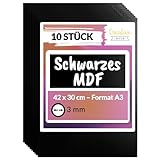 Creative Deco 10 x Schwarze A3 MDF Platten | 420 x 300 x 3 mm | Dünne Holz-platten | Perfekt für Laser, CNC Router, Modellierung, Durchbrochenes, Laubsäge