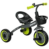AIYAPLAY Trike für 2-5 Jahre alt, Kinder-Dreirad mit verstellbarem Sitz, Korb, Klingel, schwarz