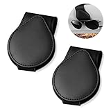 Brillenhalter für Auto,Leder Brillenhalter für Auto,2 Pack Brillenhalter für Auto Sonnenblende,Leder Brillenhalter für Auto,Ticket Karten Clip Brillen Halterung Geschenke für Freunde (Schwarz)