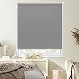Verdunkelungsrollo Klemmfix Ohne Bohren 75 x 180 cm Blickdicht Und Sonnenschutz, Tag-Nacht-Rollo Ohne Bohren Maßgeschneiderte Größe Rollo für Tür & Fenster, Hellgrau