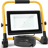 Aigostar LED Baustrahler 100W, 9000LM,LED Arbeitsleuchte mit Stecker,4M Kabel mit Schalter,IP65 Wasserdicht Baustellenlampe,für Werkstatt oder Baustelle,Garage,6500K