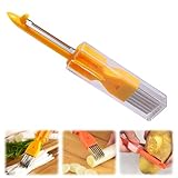 Multifunktion Sparschäler, 3-in-1 Kartoffelschäler, Pendelklinge, New Edelstahl Spring Onion Slicer, Zwiebel Shredder, Extra Scharf Küchenschneider, Zerkleinerer, Schneiden und Schälen (Orange Farbe)