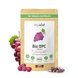 Bio OPC Traubenkern Aronia Pulver Bio Vitamin C (Acerola) Kapseln 120 Stück vegan hochdosiert 400mg pro Kapsel aus deutschen Weintrauben laborgeprüft produziert in Deutschland