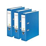 Original Falken 3er Pack PP-Color Ordner. Made in Germany. 8 cm breit DIN A4 Aqua Vegan Kunststoff-Ordner Ringordner Aktenordner Briefordner Büroordner Plastikordner Schlitzordner