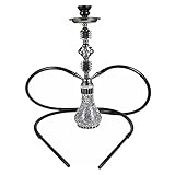RMAN® Shisha Wasserpfeife 55cm Hookah mit 2 Anschlüsse inkl. 2 Schläuchen Kohlezange und Zubehör Mosaik Hookah (Schwarz)