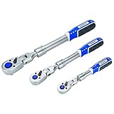HASKYY | 1/2' + 3/8' + 1/4' | Gelenk-Teleskop-Ratsche-Knarre-Set I Umschaltknarre ausziehbar | feinverzahnt | Teleskop | Knarre | Ratsche