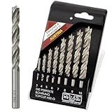 WELIQU 8-tlg. HSS-G Holzbohrer Set 3-10 mm für Hart- & Weich-Holz - ACHTUNG: Sehr scharfe Bohrer aus widerstandsfähigem HSS-G Stahl. Ø 3, 4, 5, 6, 7, 8, 9, 10 mm