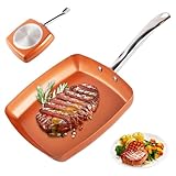 Square Frying Pan 9.5 '' Quadratische Pfanne Non -Stick -Induktion Frittingpfanne mit Edelstahlgriff Kochpfanne Spülmaschine und Ofen sicher für schnell gleichmäßige Heizung, Induktionsheilpanet