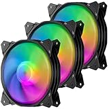 upHere 120mm 3PIN LED Rainbow Silent Lüfter für Gehäuselüfter Computer, 3- Pack (PF120CF3-3, Desktop