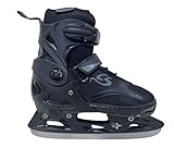 Cox Swain verstellbare Schlittschuhe Black Ice, Eislaufschuhe für Kinder, Jugendliche und Erwachsene bis 100KG, vorgeschliffene Edelstahlkufe, Softboot, Black Gr. S (33-36)