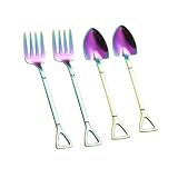 4Stücke Dessertlöffel Teilig Rostfrei für Eiscreme Kuchen Eleganten Fruchtgabeln zu Reinigen Lagern Zuhause und Party