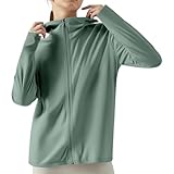 Sommerjacke Damen Sonnenschutz Jacke UV Shirt Langarm Full Zip Hoodie Laufshirt Leichte Dünne Sportjacke mit Taschen Laufjacke Schnelltrocknend Trainingsjacke Einfarbig Sportshirt