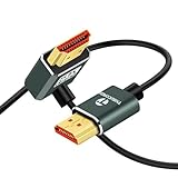 Thsucords Ultradünnes 8K HDMI Winkelstecker 2.1 90 Grad Abwärtswinkelkabel 1M,Flexibles Schlankes Hochgeschwindigkeitskabel, Unterstützt 4K @120 Hz, 8K @60 Hz, Kompatibel mit Roku TV/HDTV/PS5/Blu-ray